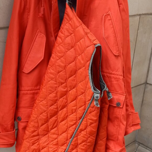 Todd Snyder + Gap Collab Mens Coat Hooded Parka Cadet Orange w/ Removeable Liner - Picture 13 of 16